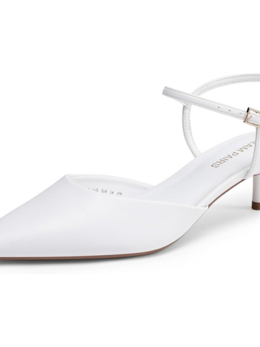 Women's White Kitten Heels Pointed Closed Toe Stiletto Pumps Comfortable